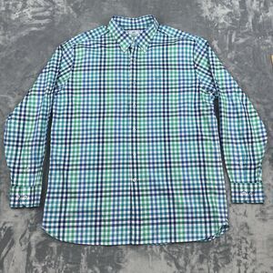Southern Tide Shirt Mens Sz XL White Blue Green Gingham Plaid  Button Up Pocket